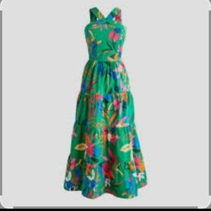 J. Crew Green Smocked Dress